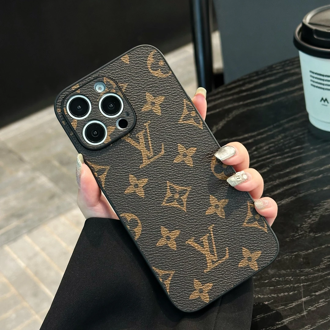 经典老花皮质适用iPhone16ProMax手机壳15pro欧美14高级11防摔壳