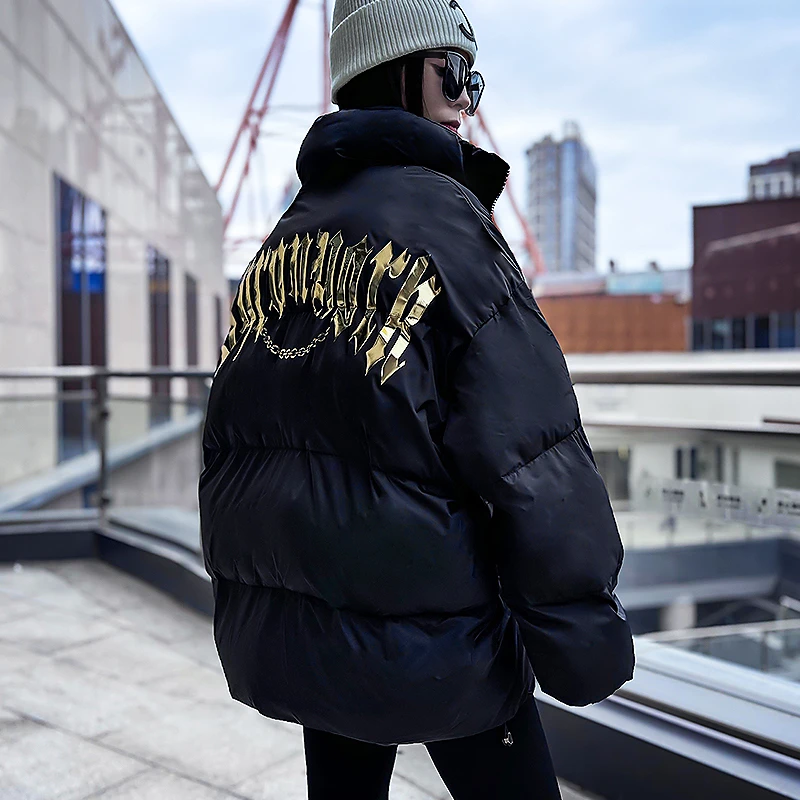 BY【宠粉】潮牌闪耀字母棉服/男女同款冬季新款宽松棉衣外套男