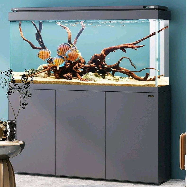 SUNSUN/森森客厅时尚落地免换水超白玻璃下过滤干湿分离家用鱼缸