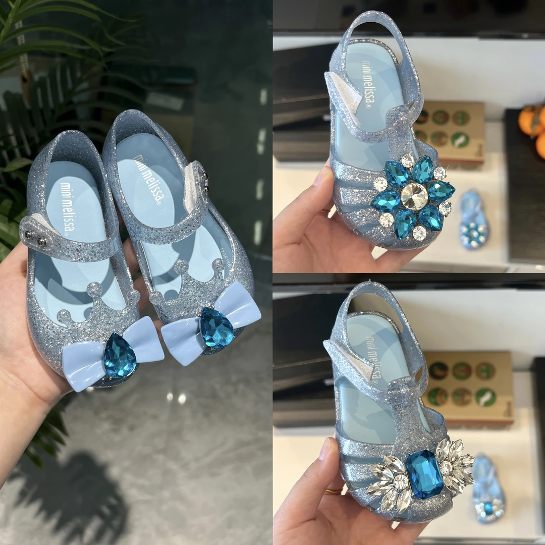 【果果家】新款鱼嘴女童公主鞋爱莎童鞋香香鞋魔术贴单鞋水晶鞋凉鞋