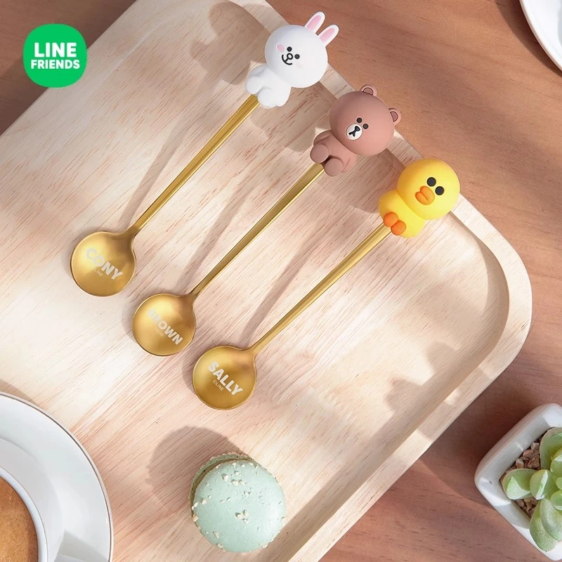 LINE FRIENDS咖啡勺304不锈钢勺硅胶搅拌勺高颜值颜值款网红可爱