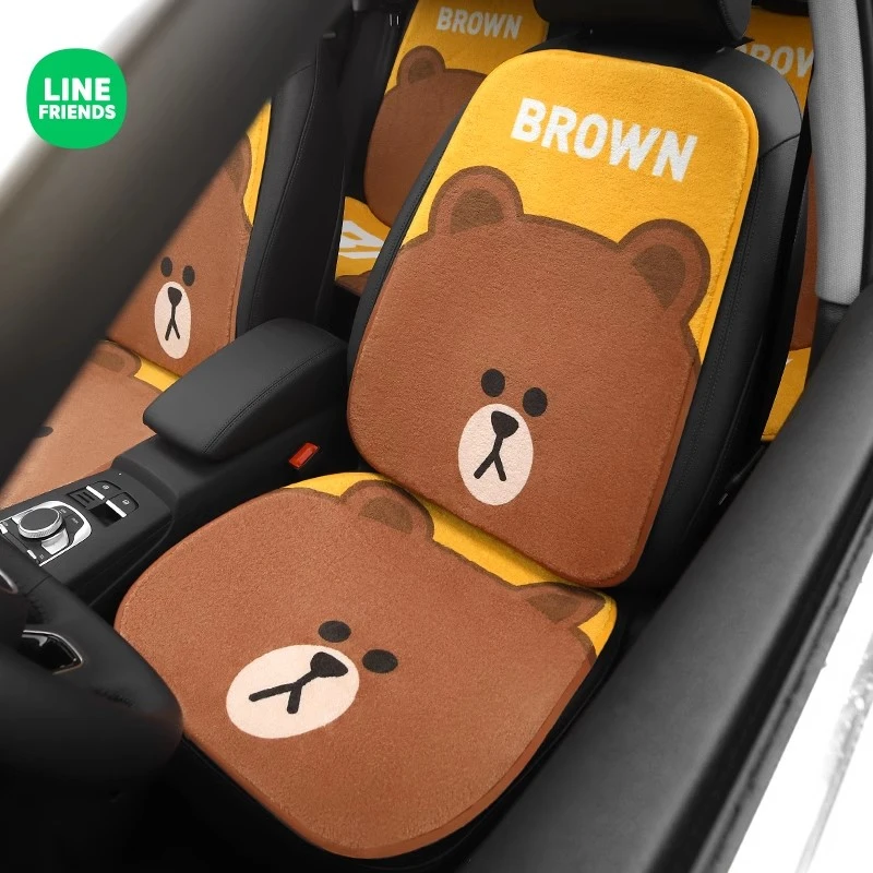 可爱汽车坐垫冬季毛绒单片卡通后排后座车垫三件套羊毛座垫
