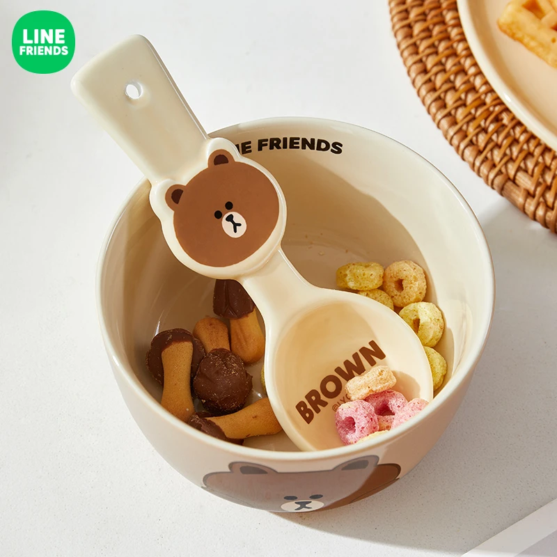 布朗熊儿童陶瓷勺ins高颜值可爱爱心少女勺子调羹儿童饭勺甜品勺