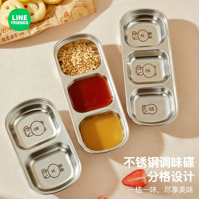 不锈钢韩式烤肉蘸料碟多格调味酱油醋小菜碟子火锅蘸酱碟干果碟