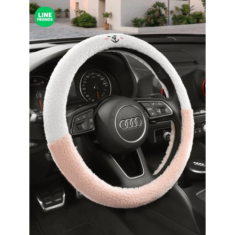 汽车冬季方向盘套短毛绒女款可爱防滑卡通保暖冬天方向把套