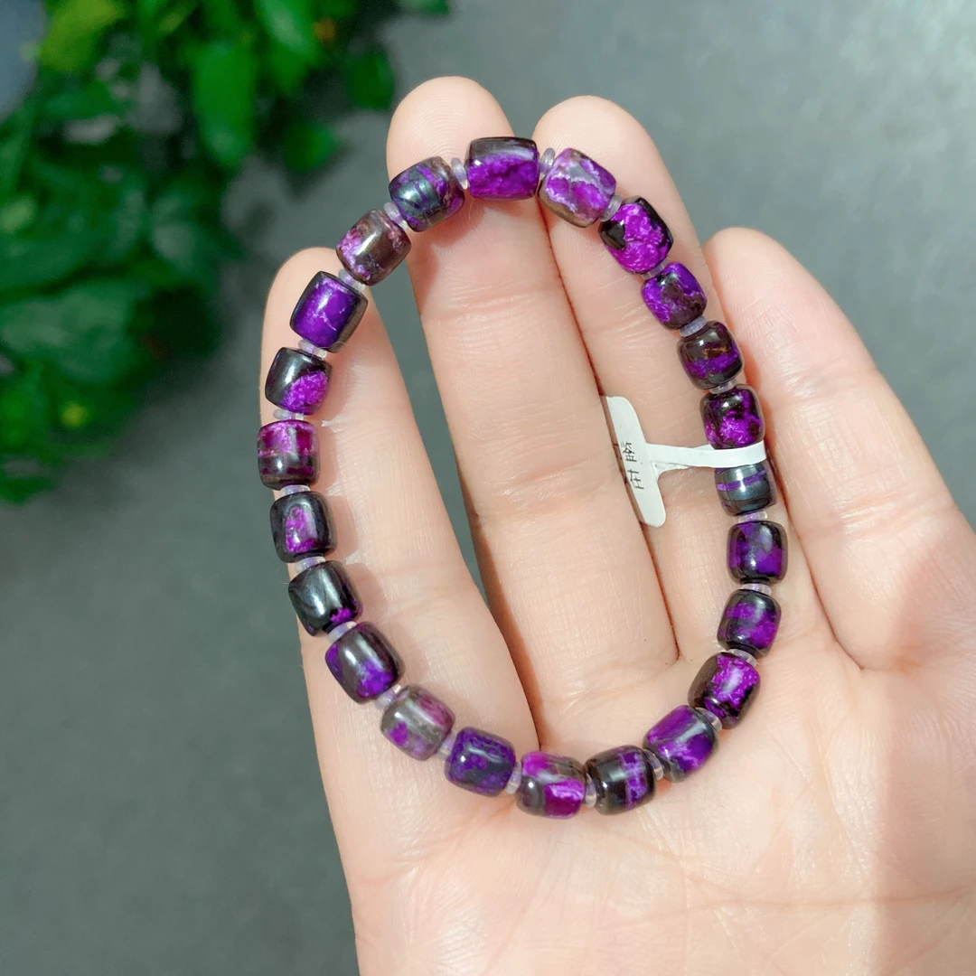 舒俱来皇家紫红丝绒桶珠手串