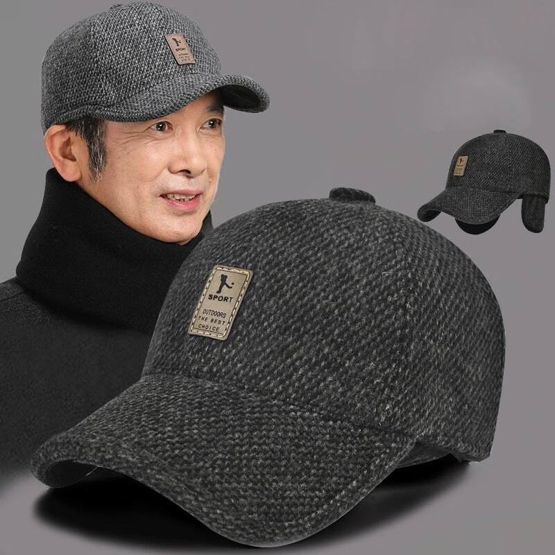 【送】中老年人爸爸爷爷防寒防冻棒球帽男士秋冬季保暖护耳鸭舌帽子
