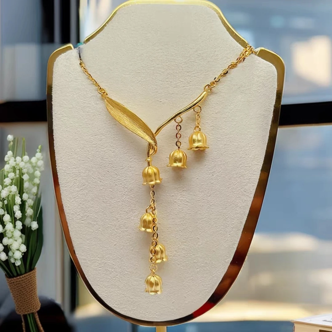 铜合金项链 流苏铃兰花项链吊坠挂坠风铃首饰气质轻奢时尚饰品