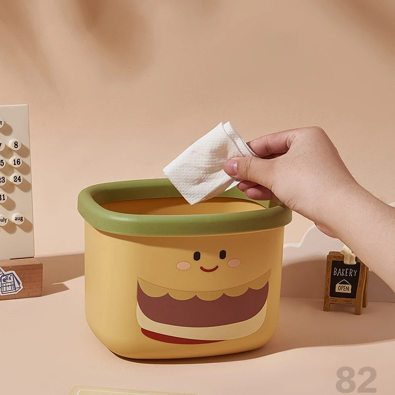 桌上个性可爱汉堡垃圾桶桌面方形垃圾桶塑料办公室无盖分类垃圾盒