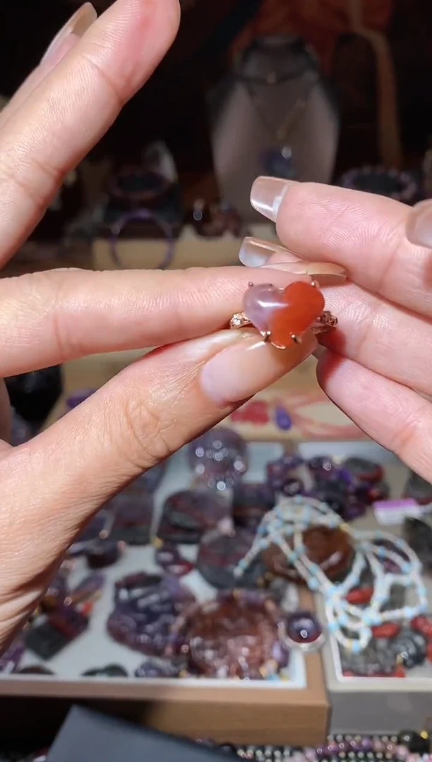 【闪购商品】水晶爱心戒指未镶嵌红极光