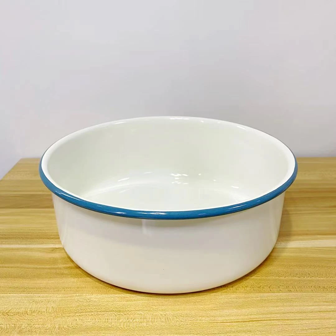 24*9CM 搪瓷圆盆 储物罐家用烤盘 礼物盒 干粮储物