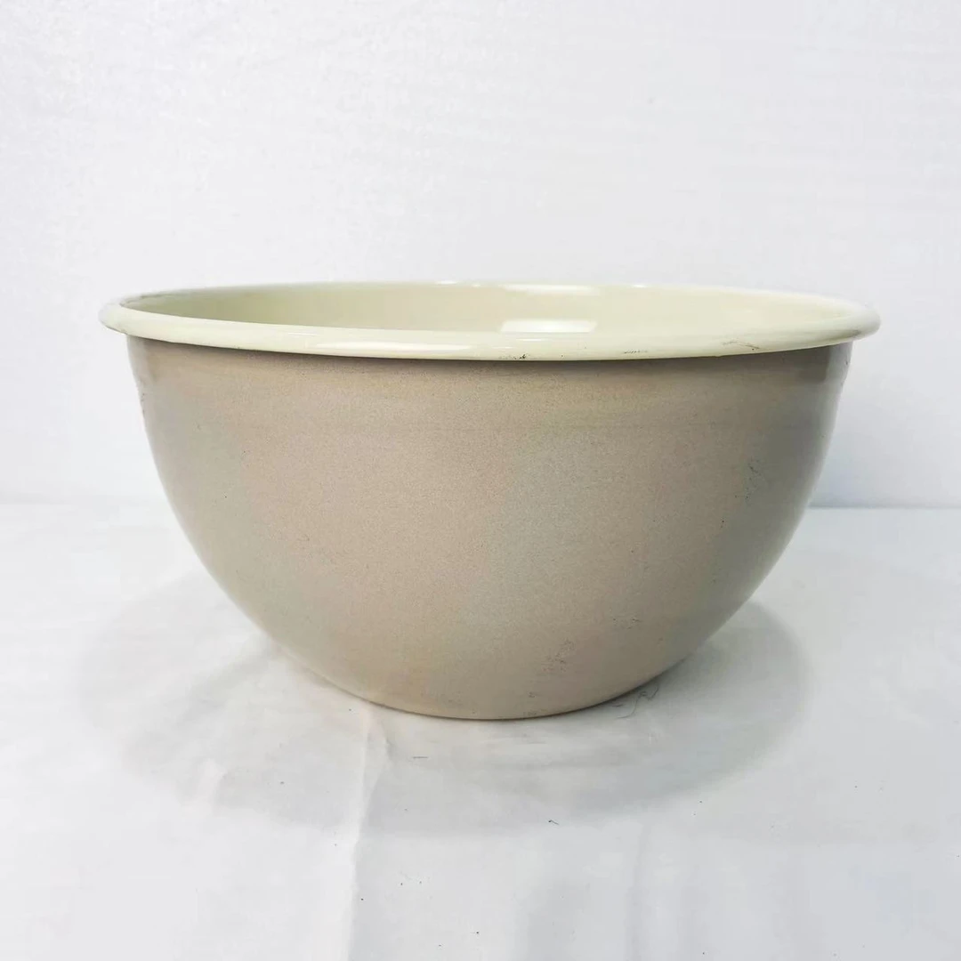 搪瓷搅拌盆 沙律盆 24*13.5CM 起级加高 内奶白外奶茶灰