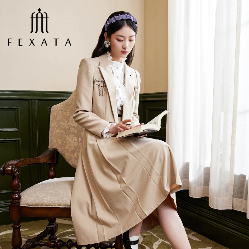 FEXATA斐格思套装女流光风秋季新品都市百褶裙两件套名媛女装套装