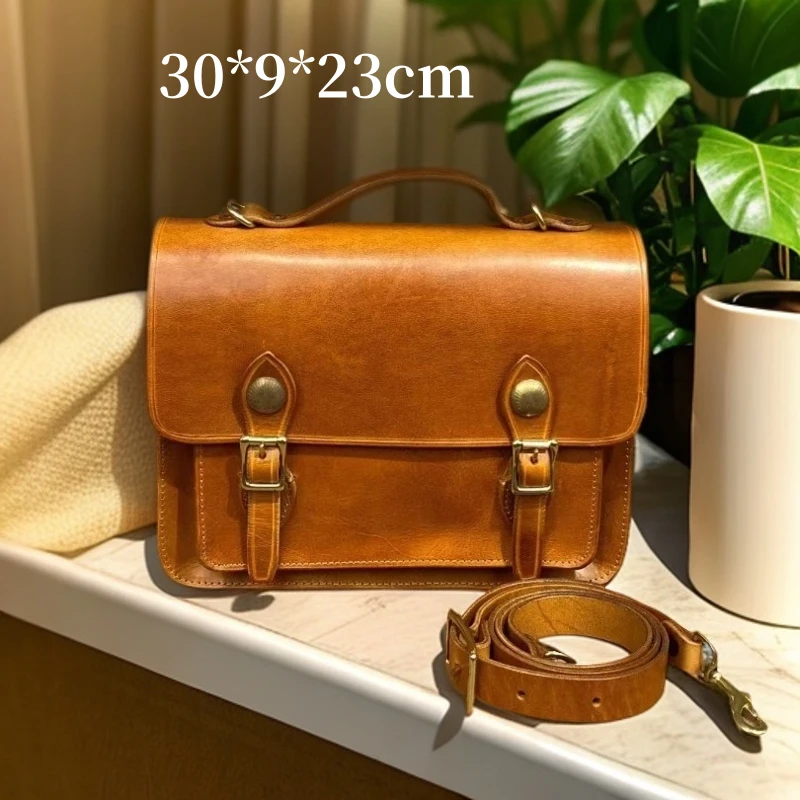 【双工牌】复古时尚休闲百搭轻奢牛皮经典手拎肩包斜挎剑桥包2081