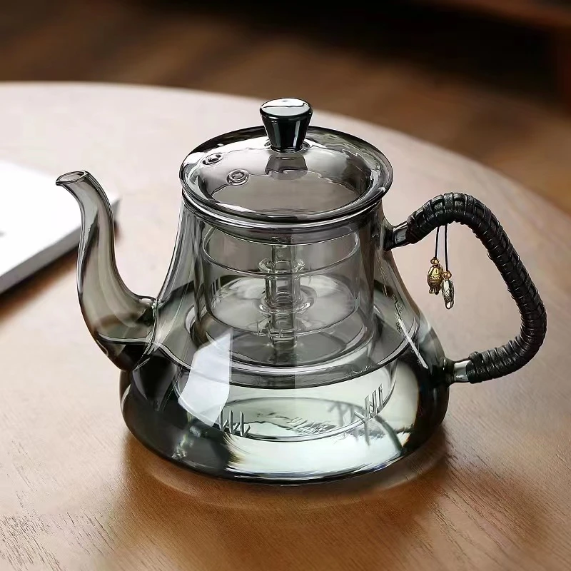 透黑加厚全玻璃烧水壶电陶炉煮水壶家用泡茶专用耐热透明单壶茶具
