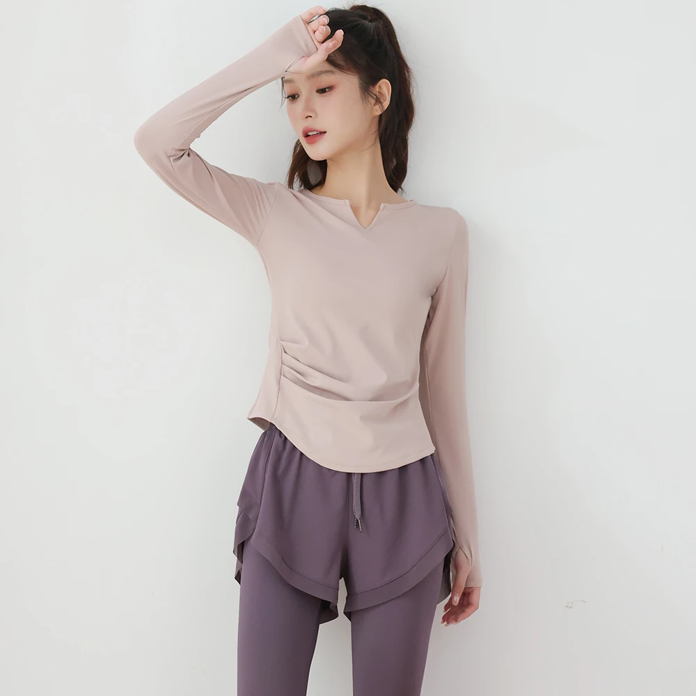 瑜伽服女秋冬新款紧身显瘦长袖运动上衣休闲跑步训练普拉提健身服