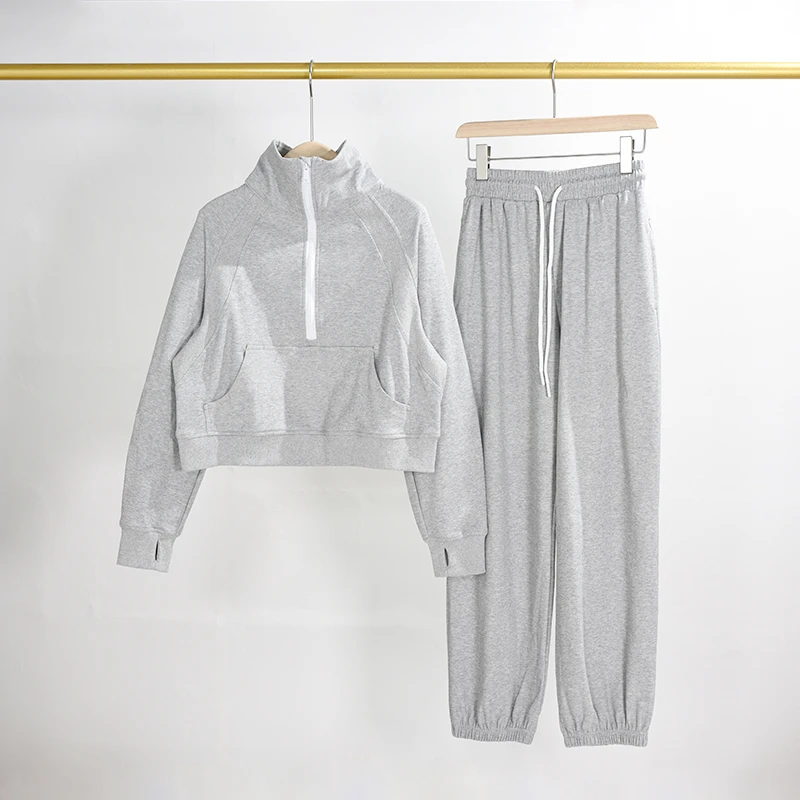 秋冬户外运动套装女健身宽松显瘦瑜伽服长袖弹力速干衣跑步服外套