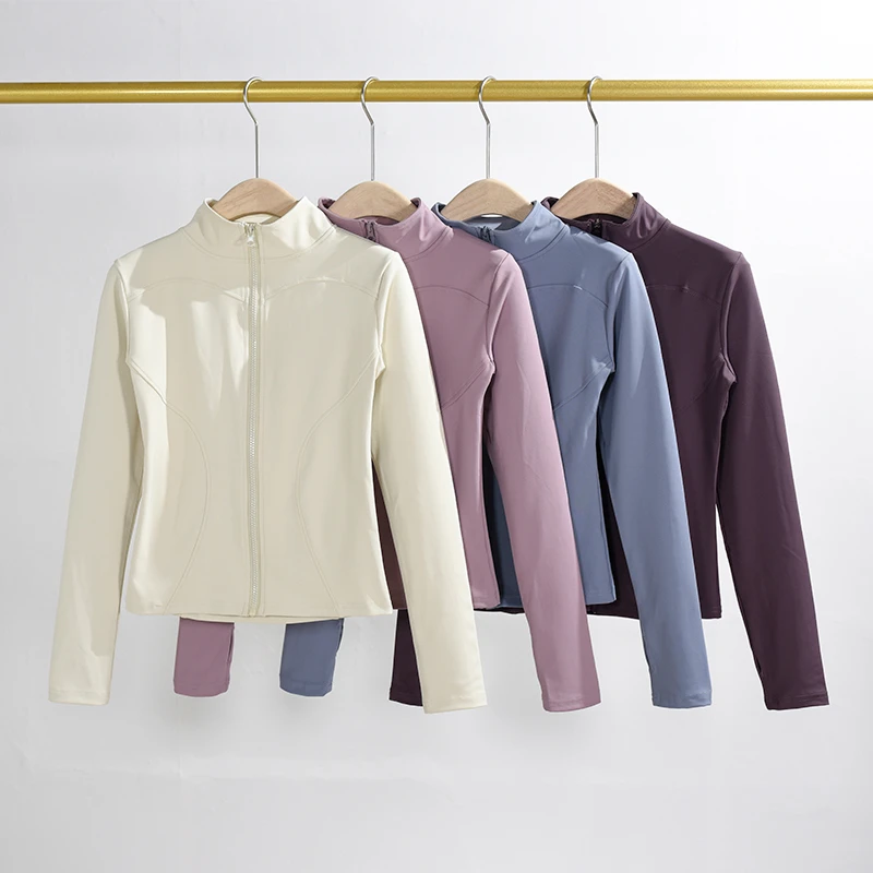 瑜伽服女秋季紧身速干显瘦上衣高级感训练跑步立领健身服运动外套