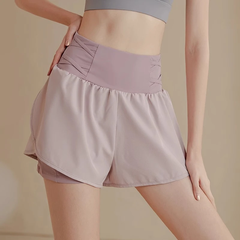 防走光运动短裤女速干显瘦透气跑步瑜伽训练马拉松健身裤三分裤夏