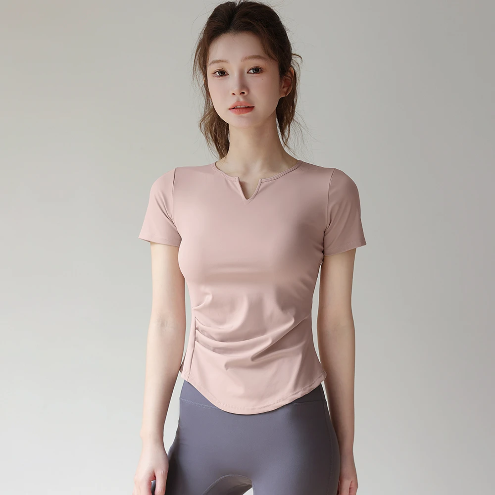 瑜伽服女夏季速干晨跑步运动上衣紧身显瘦训练短袖t恤透气健身服