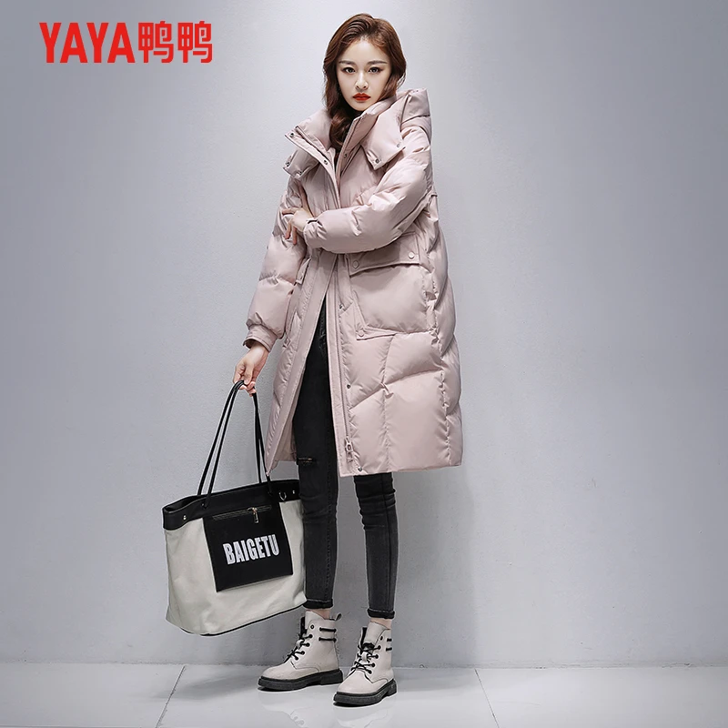 YAYA/鸭鸭女士长款羽绒服2023年冬季韩版休闲加厚显瘦外套