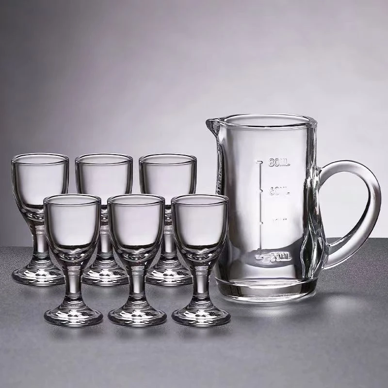 7件套分酒器玻璃杯加厚白酒杯子高档烈酒杯透明茅台杯家用饭店