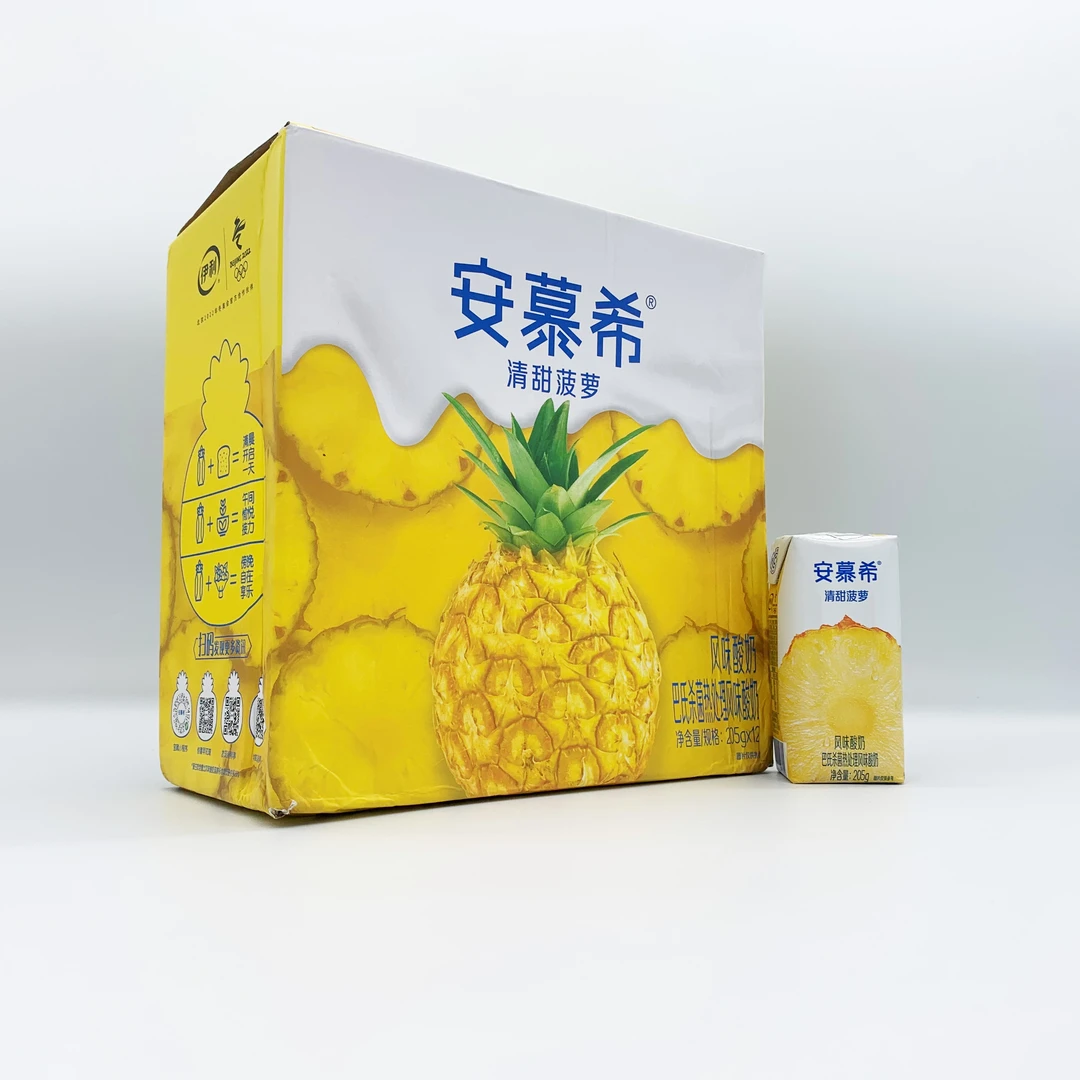 9月产伊利安慕希清甜菠萝味益生菌味酸奶205g*12盒好喝早餐风味