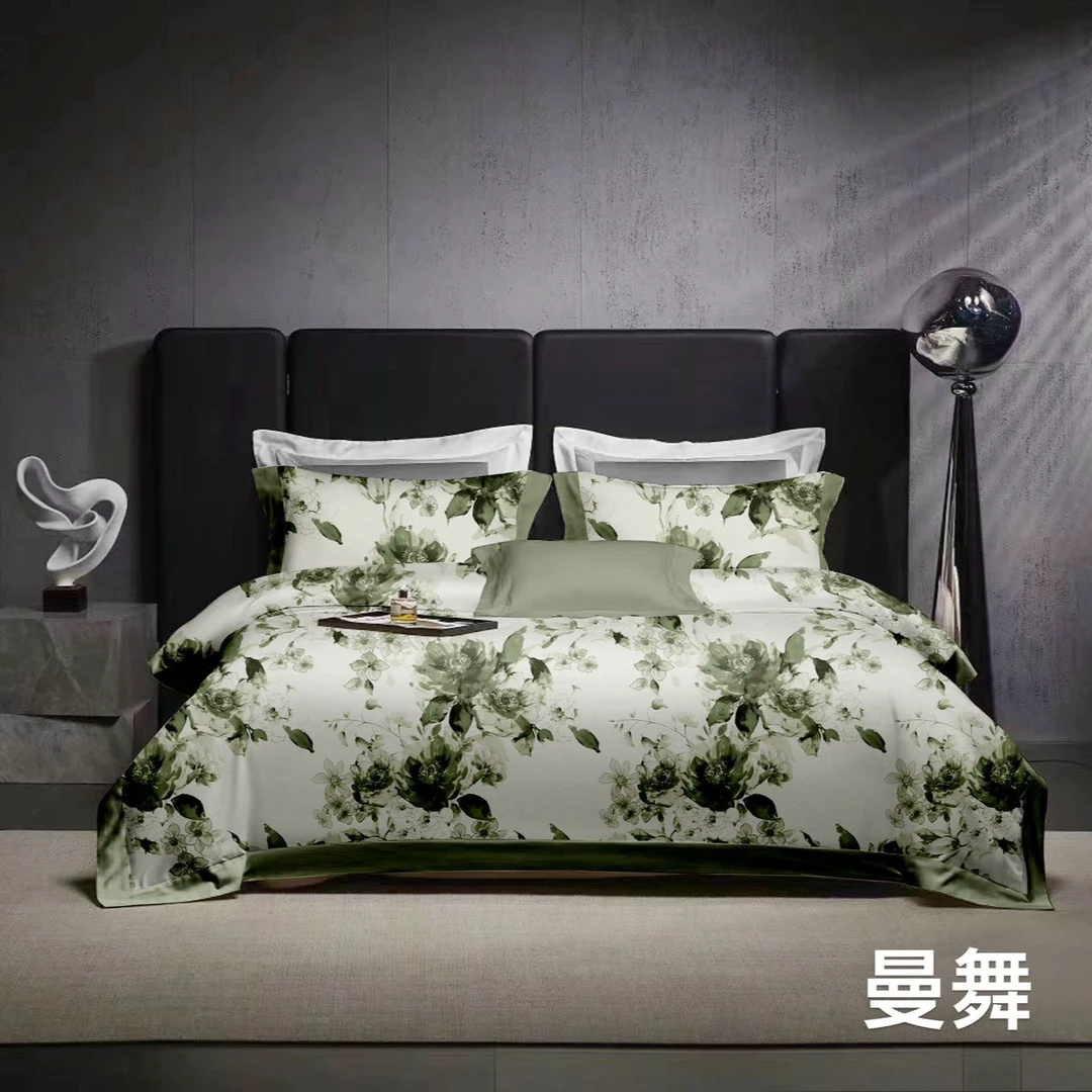 四件套轻奢风丝滑床单花卉数码印花时尚全棉高端床品亲肤凉感