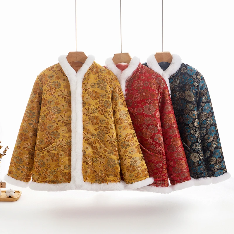 女士棉花棉袄国风外套2024年冬季獭兔毛超好看高端宽松棉花棉服潮