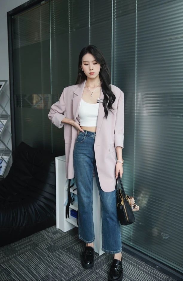 mithworld/樱草粉简约单扣西装0106