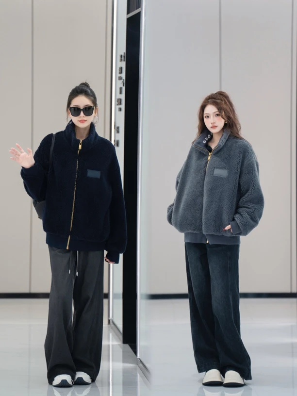 JR上衣｜同款多色毛绒立领简约外套JWGBKJ589319