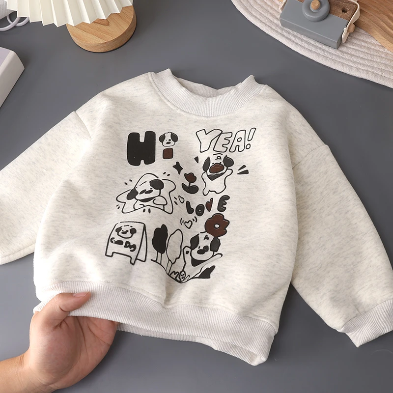 【加绒加厚】秋冬新款儿童加绒加厚韩版卡通卫衣圆领