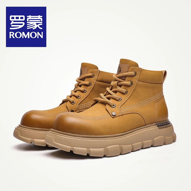 Romon/罗蒙马丁靴男款鞋子秋季新款时尚男鞋潮流百搭休闲靴子