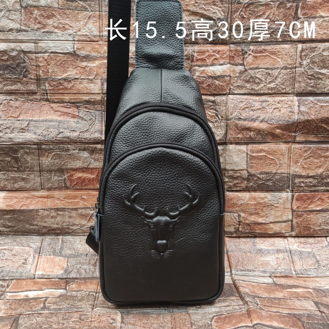 主播推荐！真皮头层牛皮胸包休闲软皮单肩斜挎包多功能挎包商务