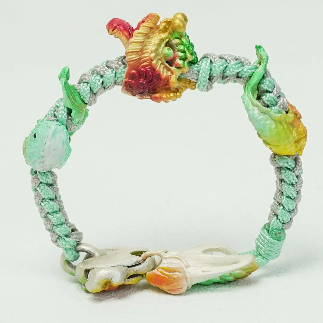 显若 黄铜布艺手链 醒狮 锦鲤 国风手工编织手链