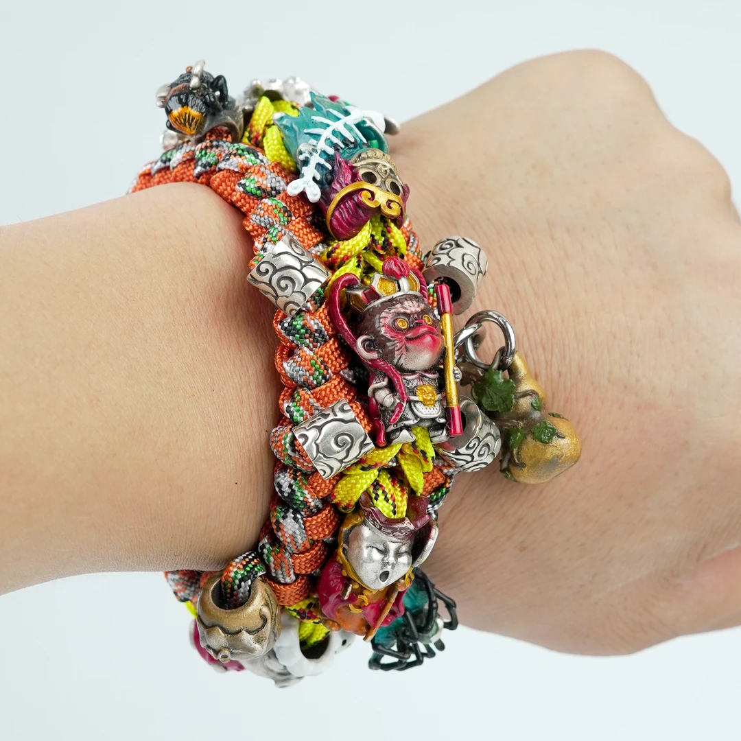 显若 925银布艺手链 显若 银S925布艺手链 西游小记 手工编织手链