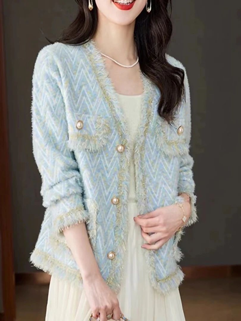 2173-热卖爆款精致小香风外套女新款宽松开衫