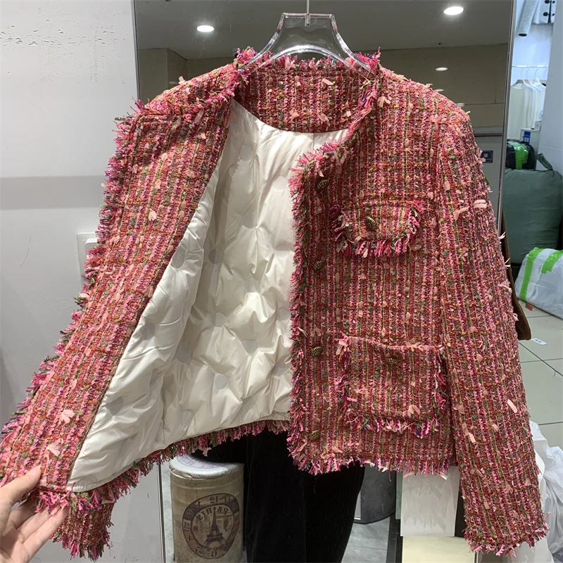 【大涛家专属-桃之幺幺羽绒版】轻薄白鸭绒小香风短外套