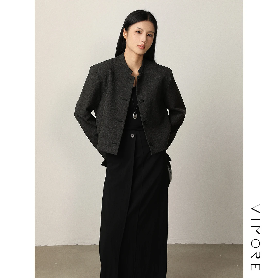VIMORE未沫民国风立领西装套装女秋冬新款高级感老钱气质短外套女