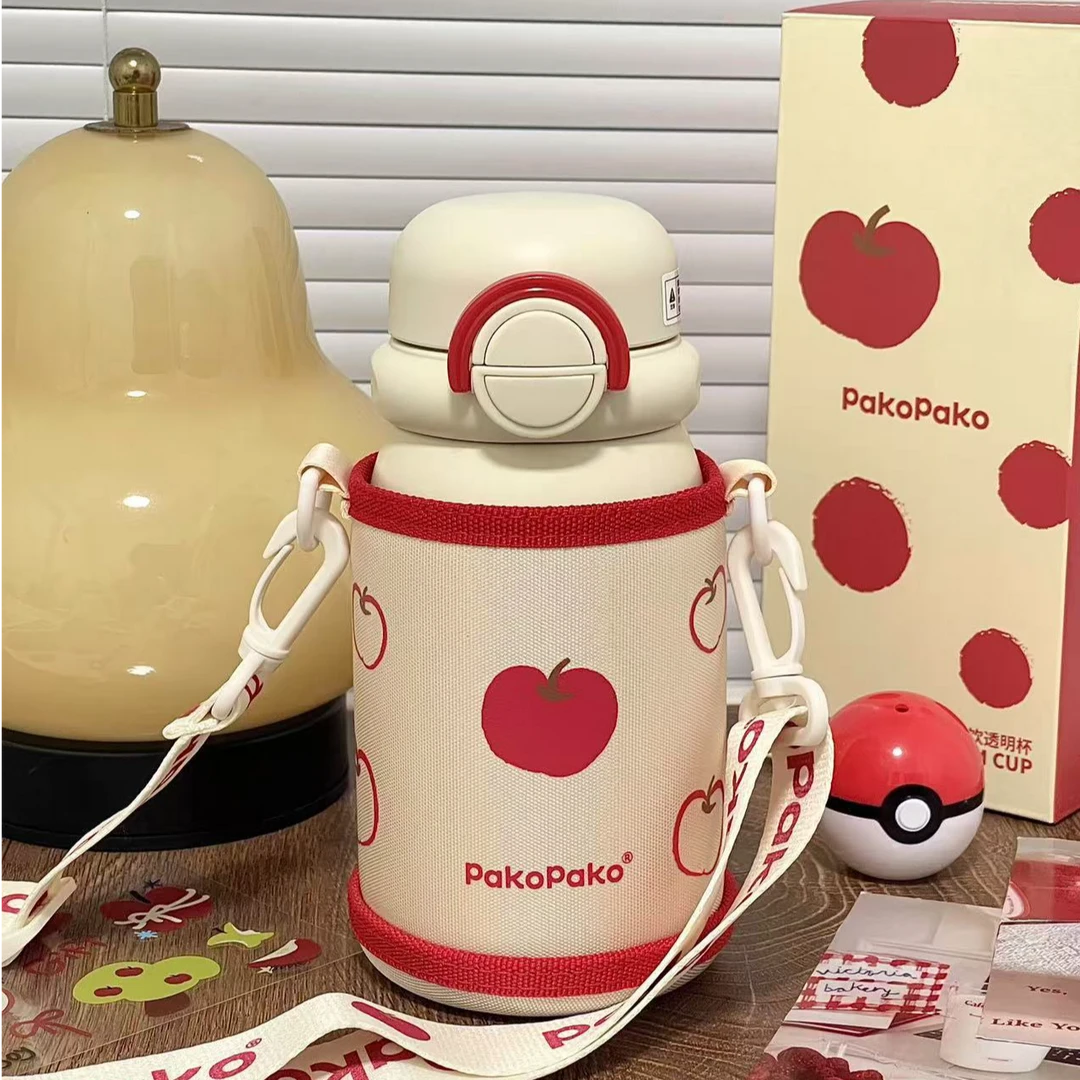 PAKOPAKO双饮保温杯316内胆女2024新款儿童吸管水杯【可调节杯套】