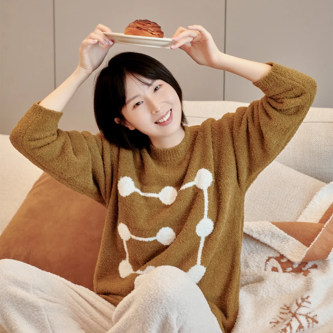 雅赞家居旗舰店【秋冬女士睡衣】家居服时尚新款长袖保暖套装外穿