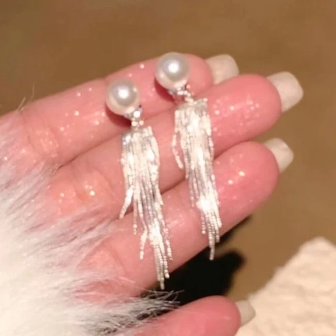 清冷感流苏长款耳钉女新款高级感轻奢通勤百搭耳饰