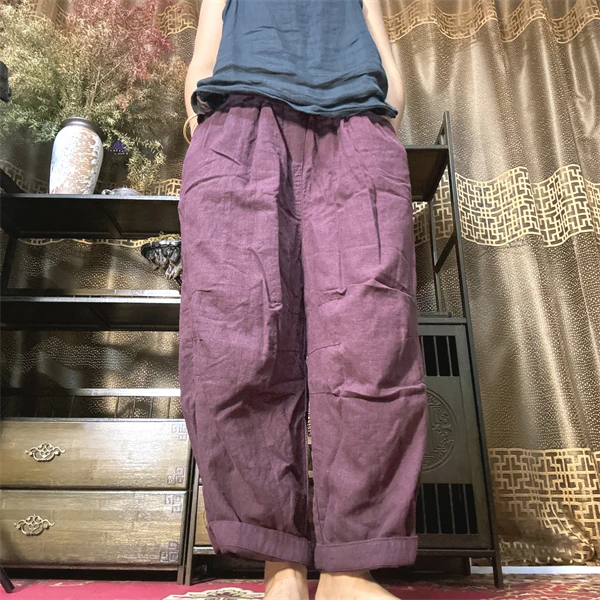 凌梓~汉麻休闲宽松双层老爹裤 裤长93臀围136左右