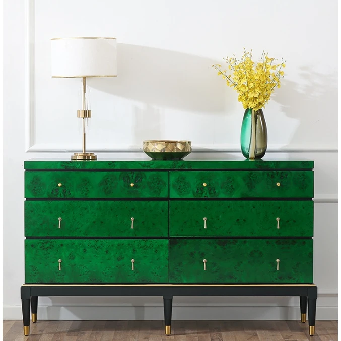 意式轻奢祖母绿六斗柜置物大容量抽屉式装饰玄关柜