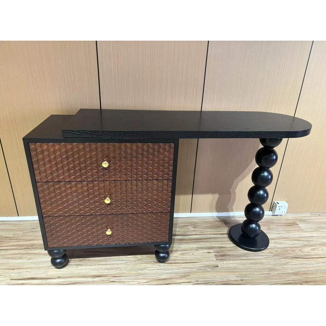 家用梳妆台极简书桌收纳柜美式简约三斗柜储物柜