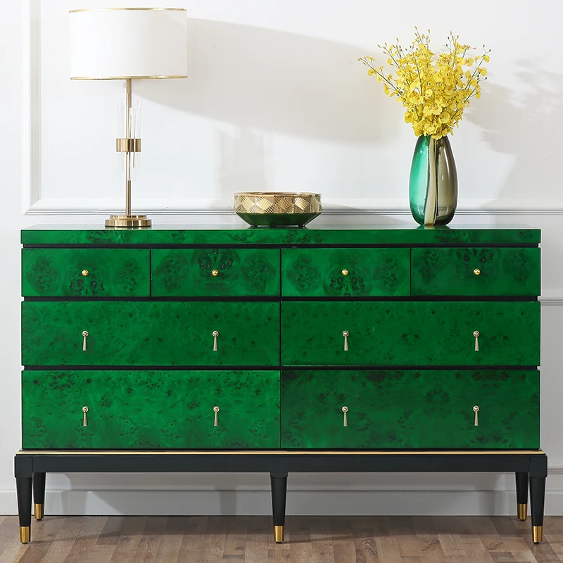 意式轻奢祖母绿八斗柜置物大容量抽屉式装饰玄关柜3320