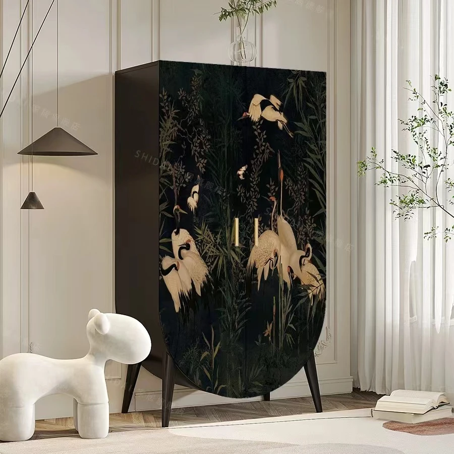 【静墨仙鹤柜】法式中古风手工描绘/衣柜/玄关/餐边/梳妆/鞋柜/边柜