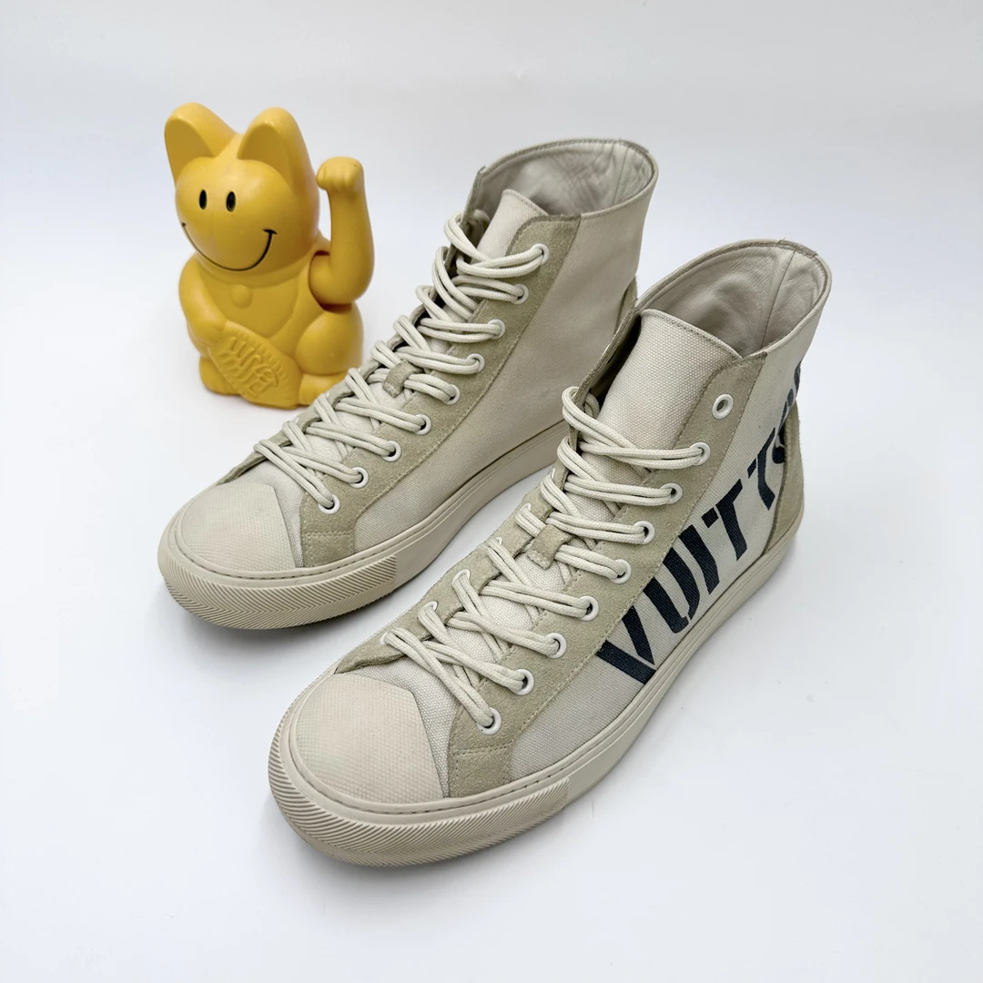 Lv/41.5码/藤原浩联名米黄色大Logo高帮板鞋/95新