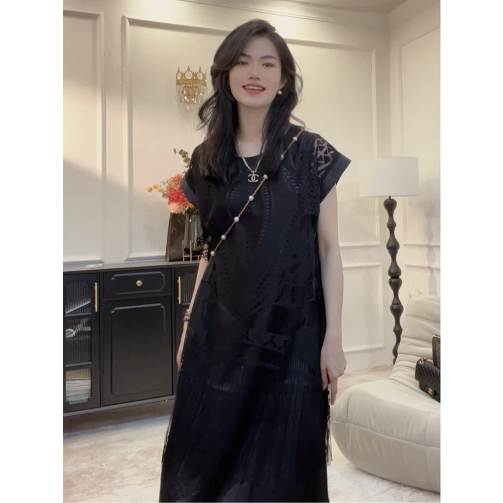 【绝美法式】超好看气质度假风蕾丝流苏连衣裙子宽松遮肉夏季新款LY