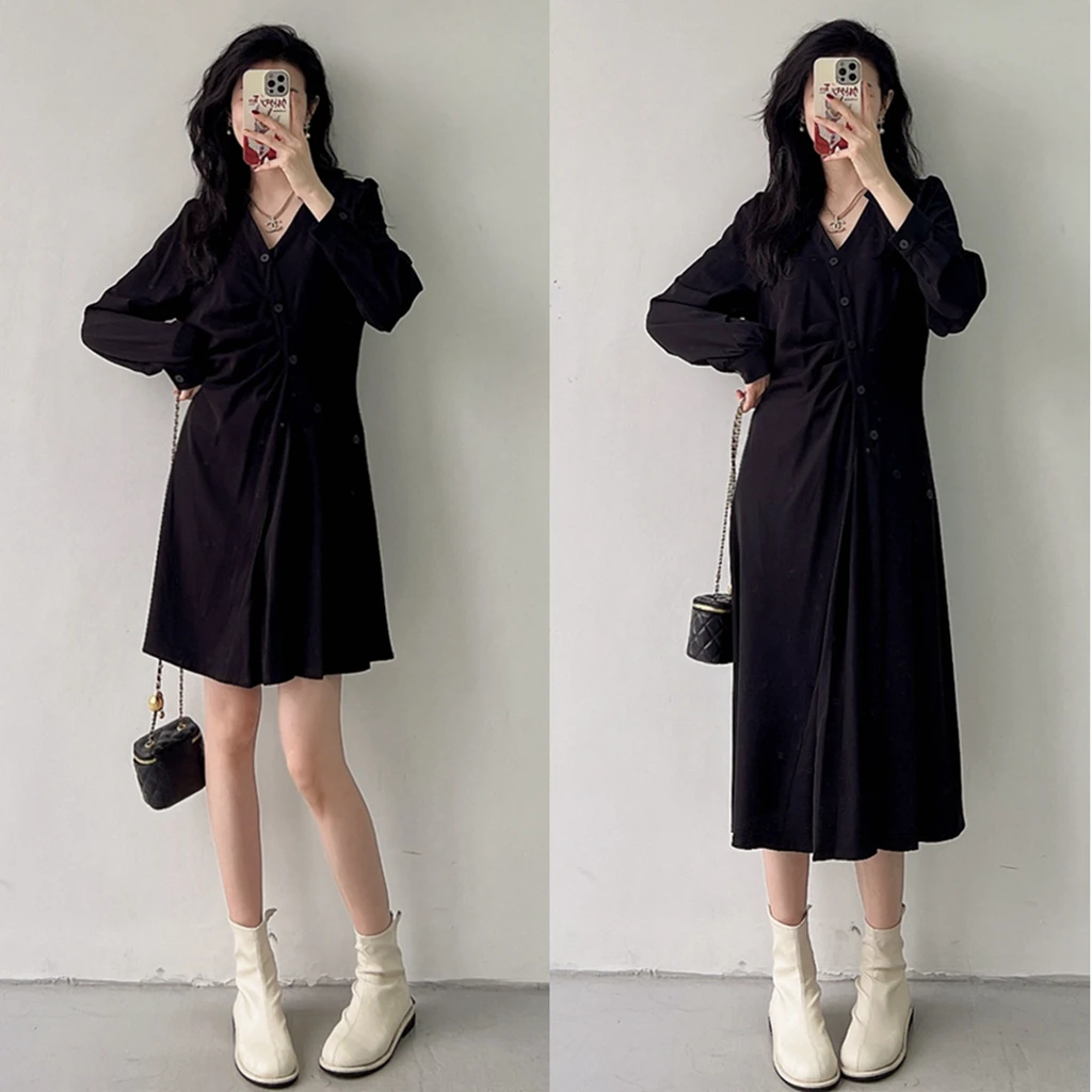 【现货】蓝羽老板娘 【新春里】短款/长款不hui皱的衬衫裙 小众连衣裙